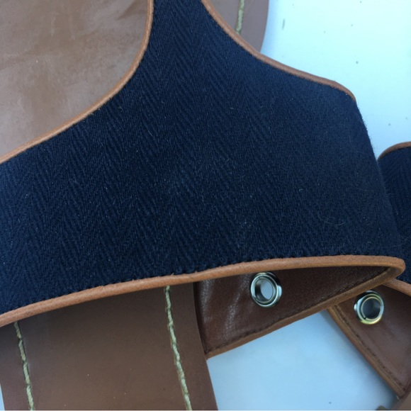 RALPH LAUREN NATURAL FLAT SUMMER WOMEN SANDALS SIZE 8B NAVY BLUE SURFACE - Picture 2 of 4